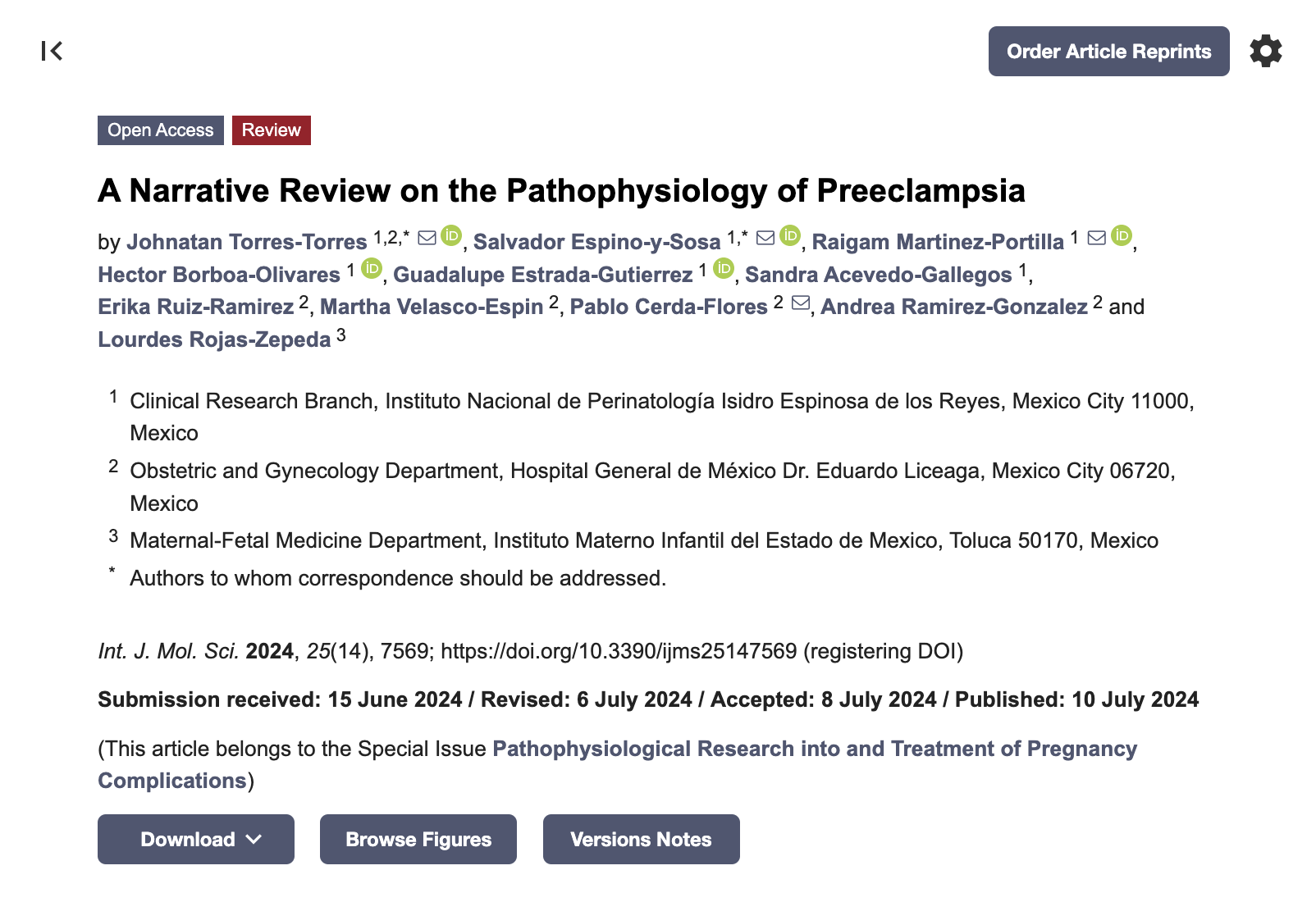 A Narrative Review on the Pathophysiology of Preeclampsia